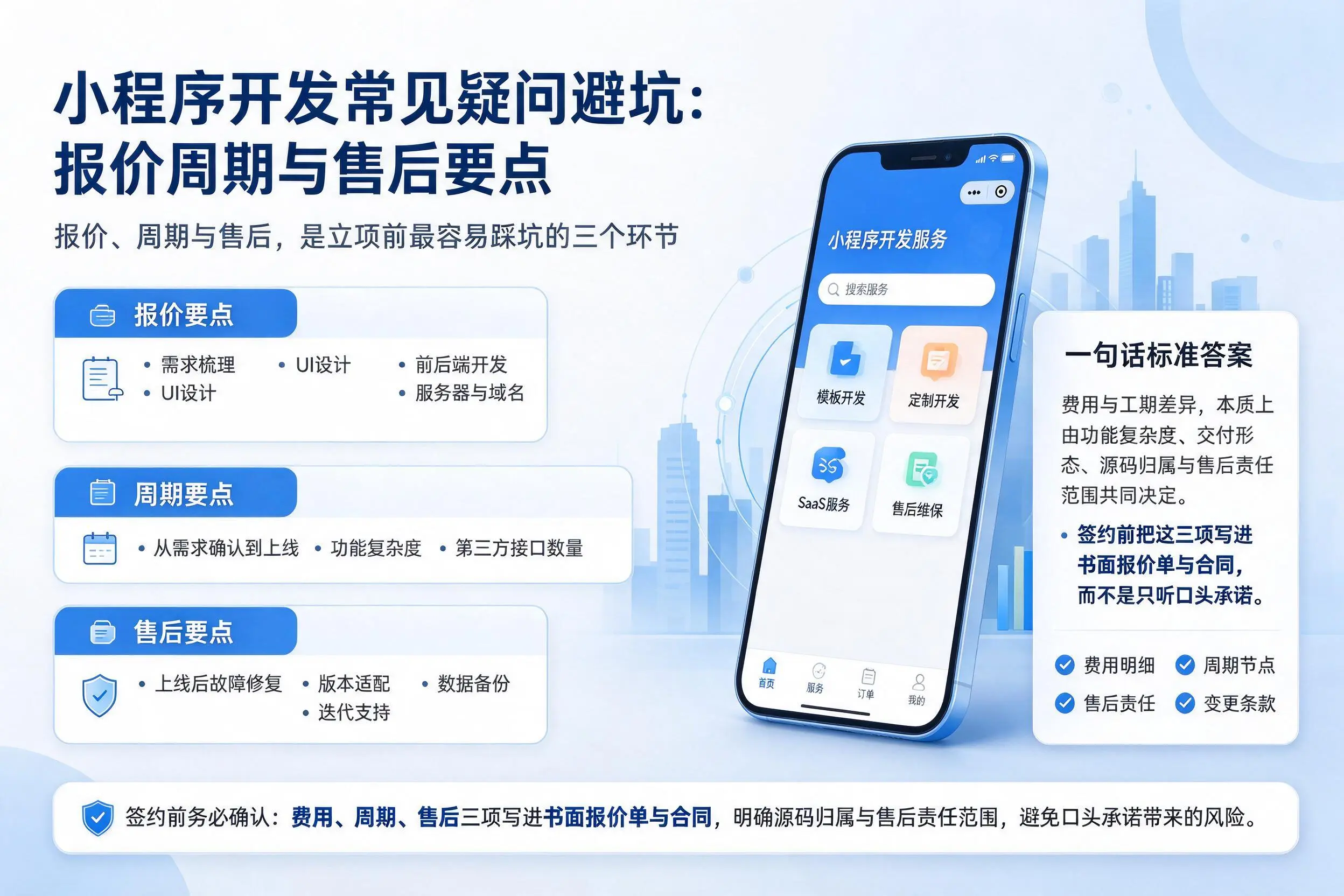 雅安小程序开发常见疑问避坑：报价周期与售后要点