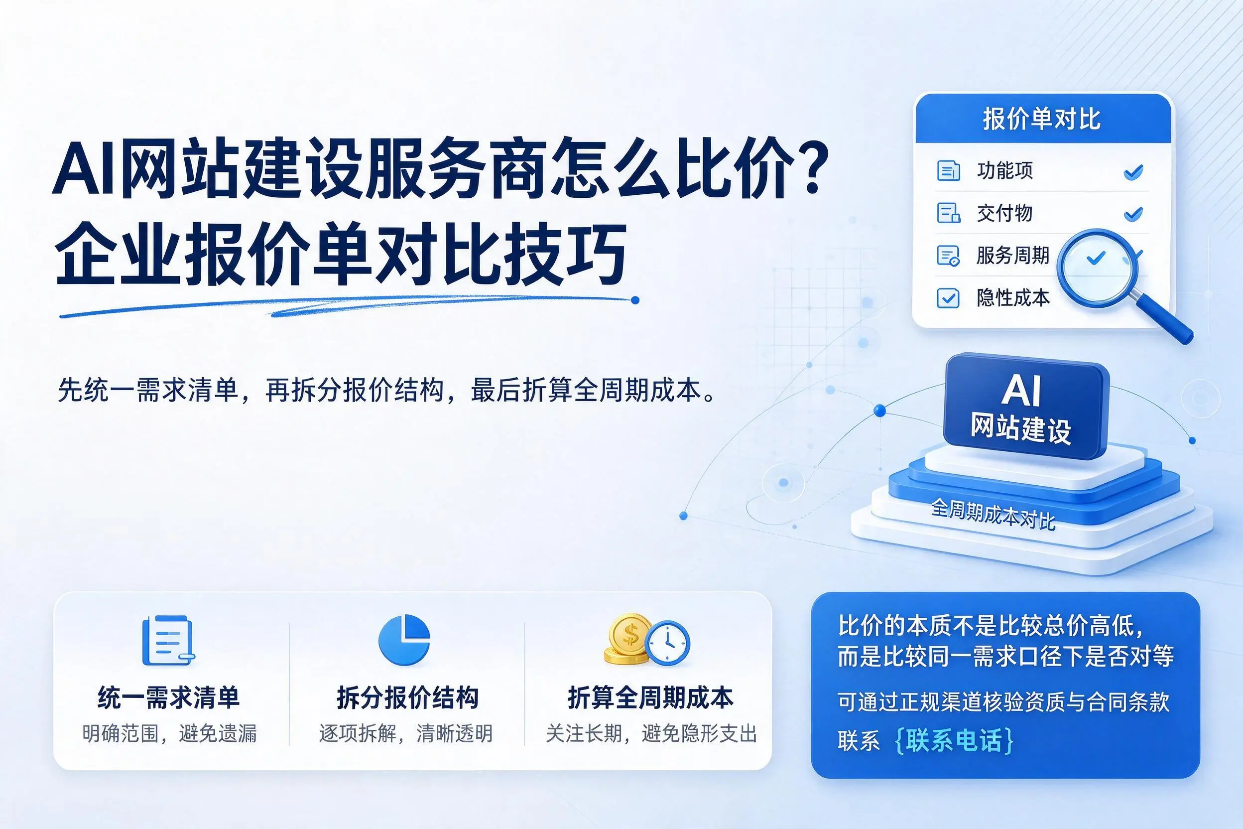 AI网站建设服务商怎么比价?雅安企业报价单对比技巧