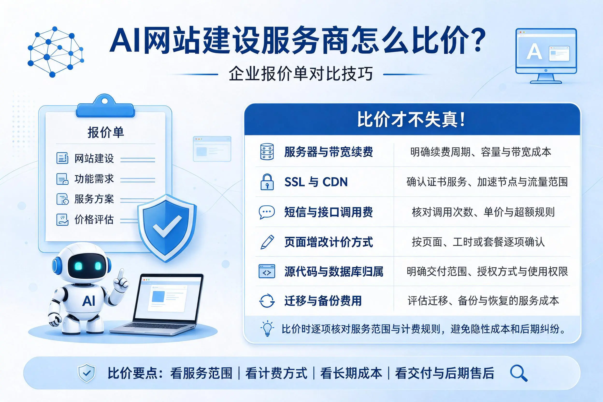 AI网站建设服务商怎么比价?雅安企业报价单对比技巧