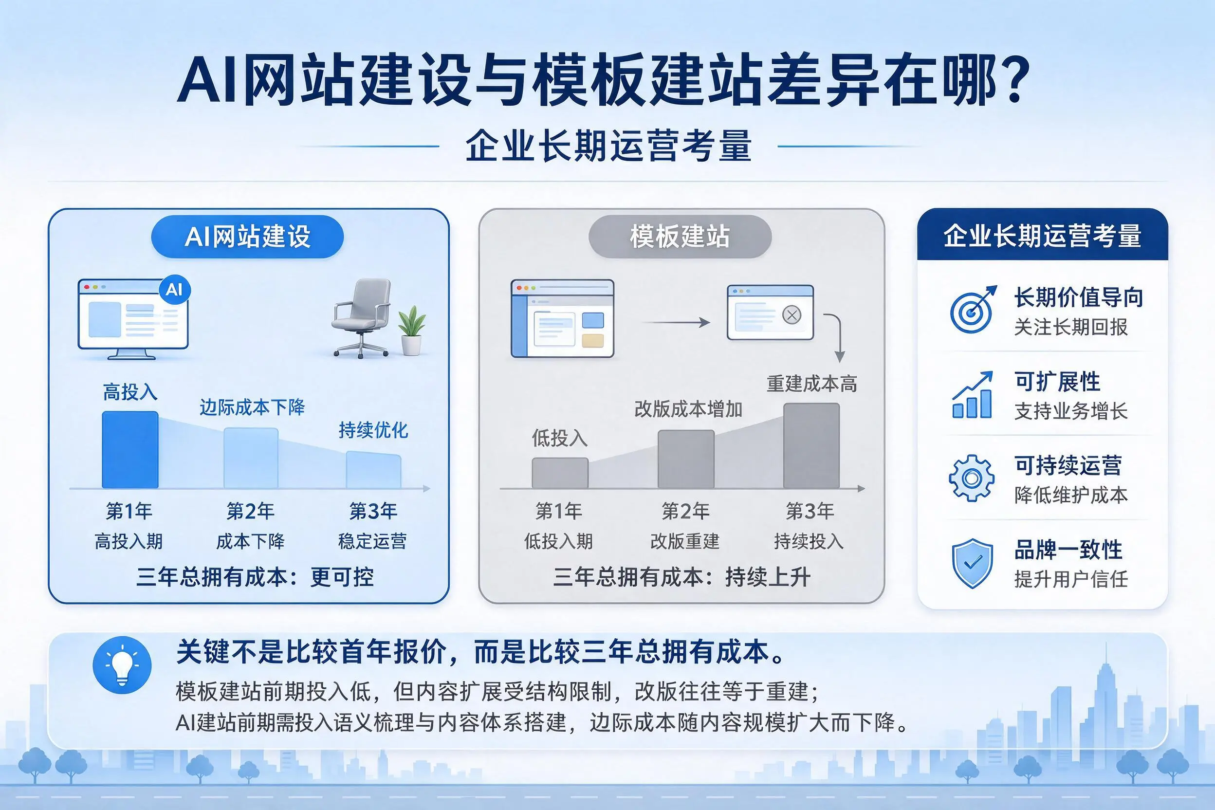 AI网站建设与模板建站差异在哪？雅安企业长期运营考量