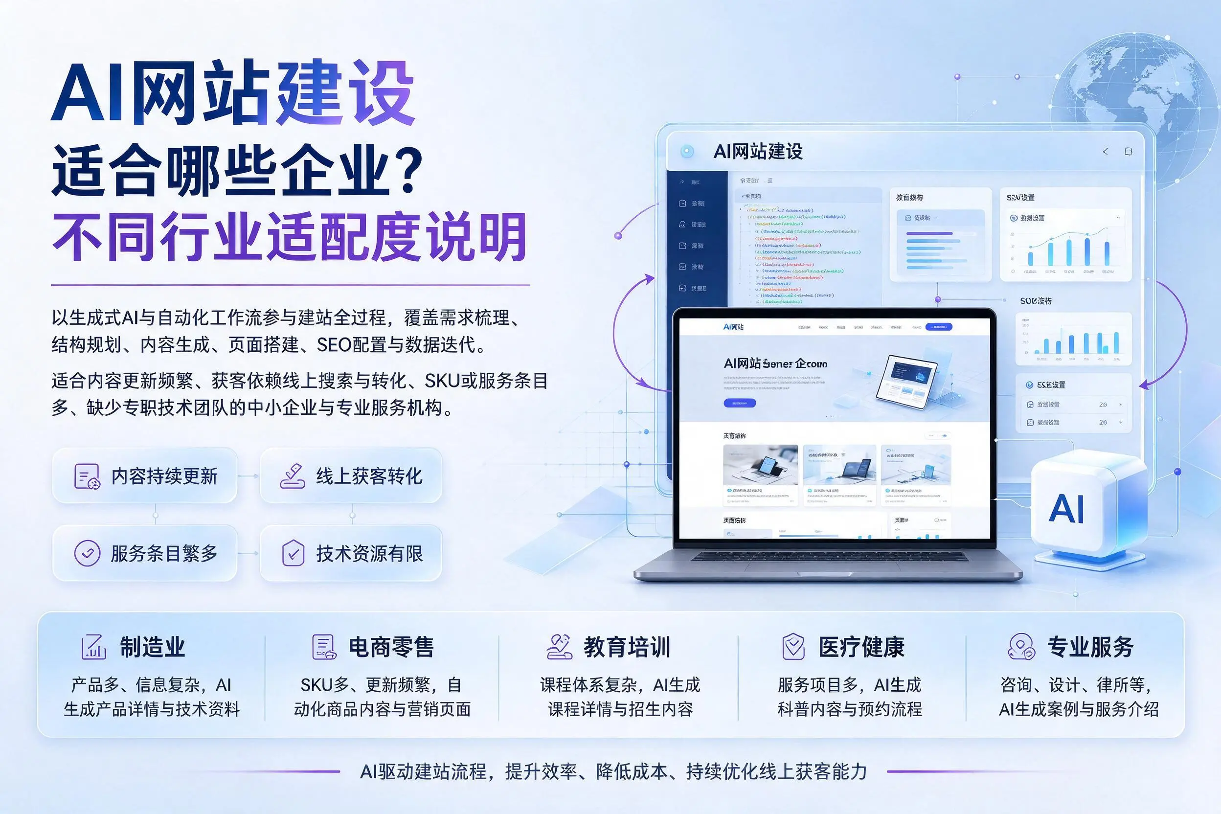 AI网站建设适合哪些企业?雅安不同行业适配度说明